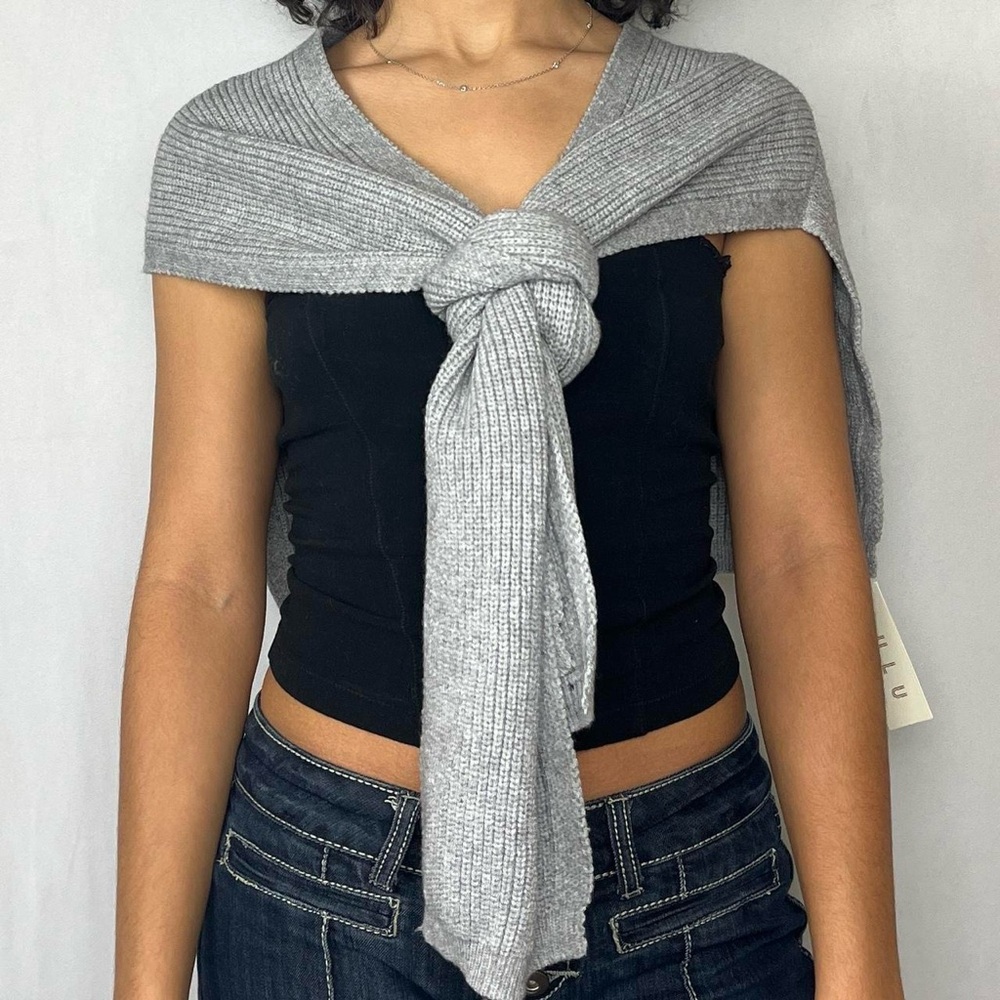 Rib knit winter split scarf